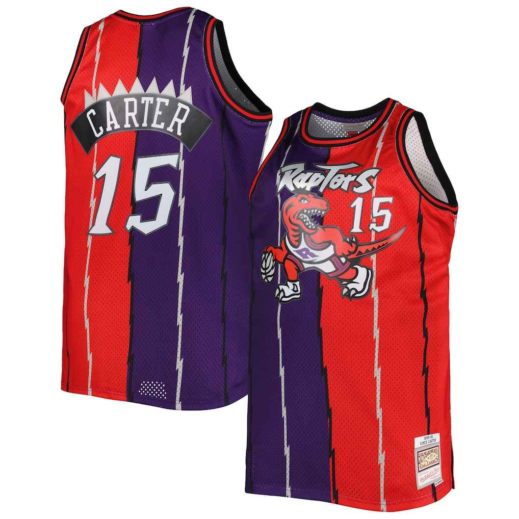 Edoa T.Raptors Mitchell & Ness Purple Red Big & Tall Hardwood Classics 1998-99 Split Swingman Jerseys