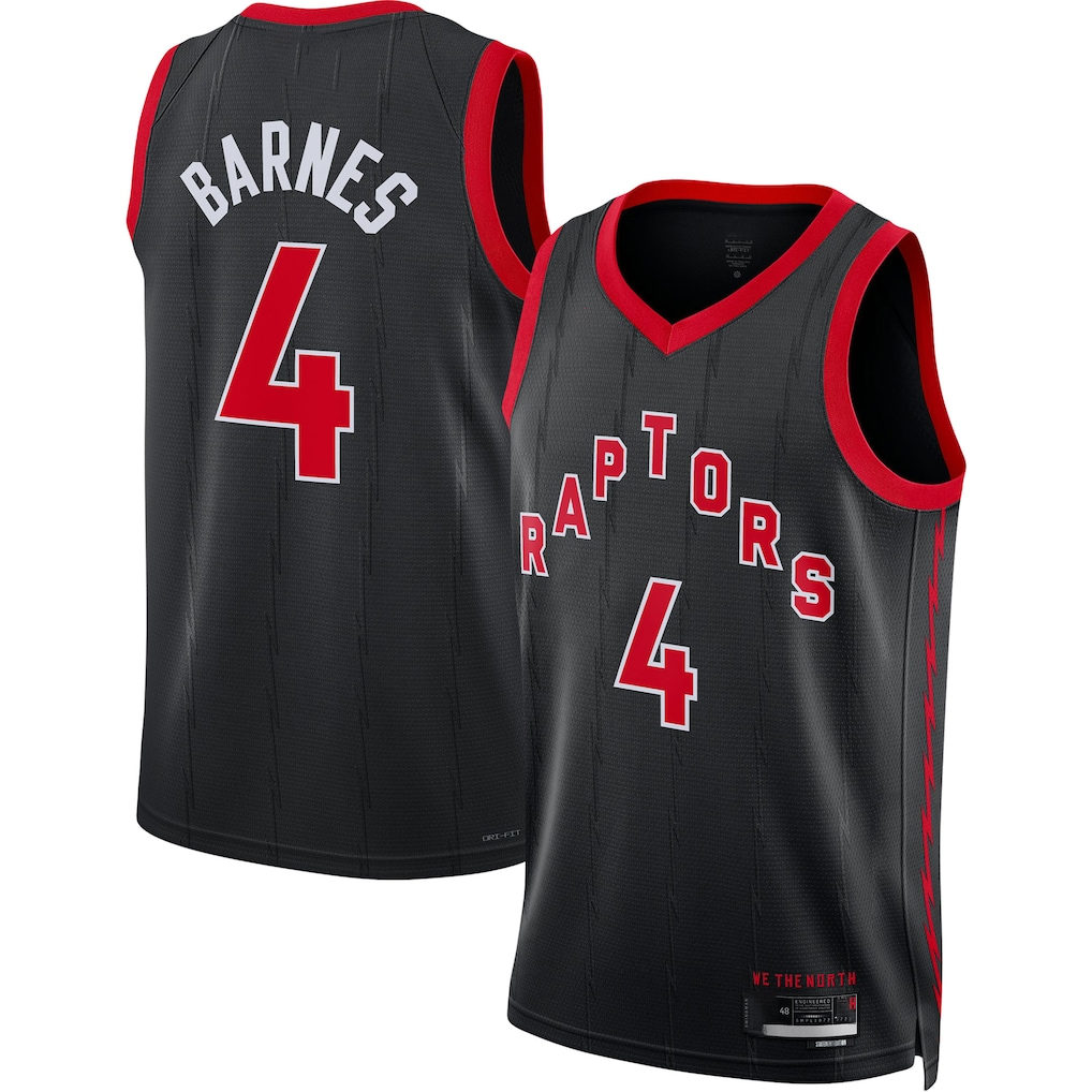 Edoa T.Raptors #4 Scottie Barnes Black Swingman Jerseys - Statement Edition