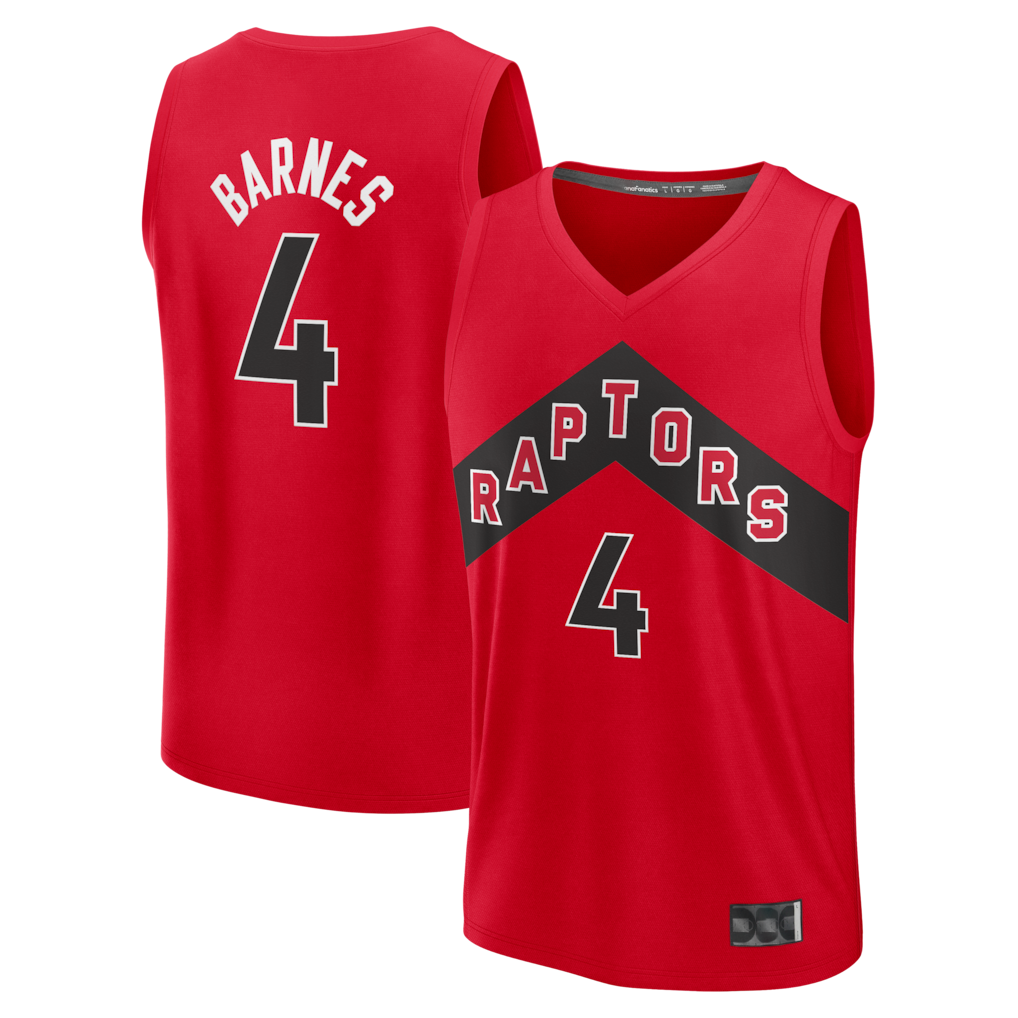 Edoa T.Raptors #4 Scottie Barnes Red Fast Break Replica Jerseys - Icon Edition