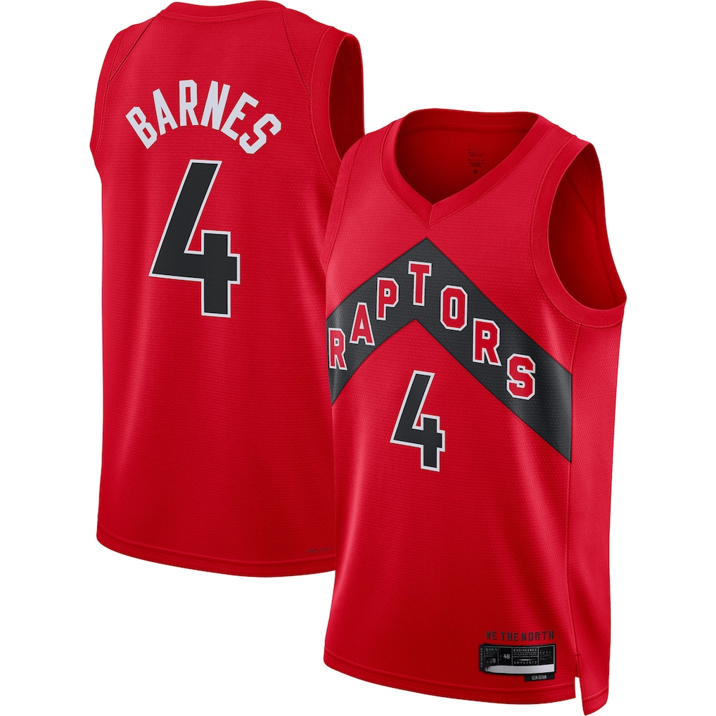 Edoa T.Raptors #4 Scottie Barnes Red Swingman Jerseys - Icon Edition