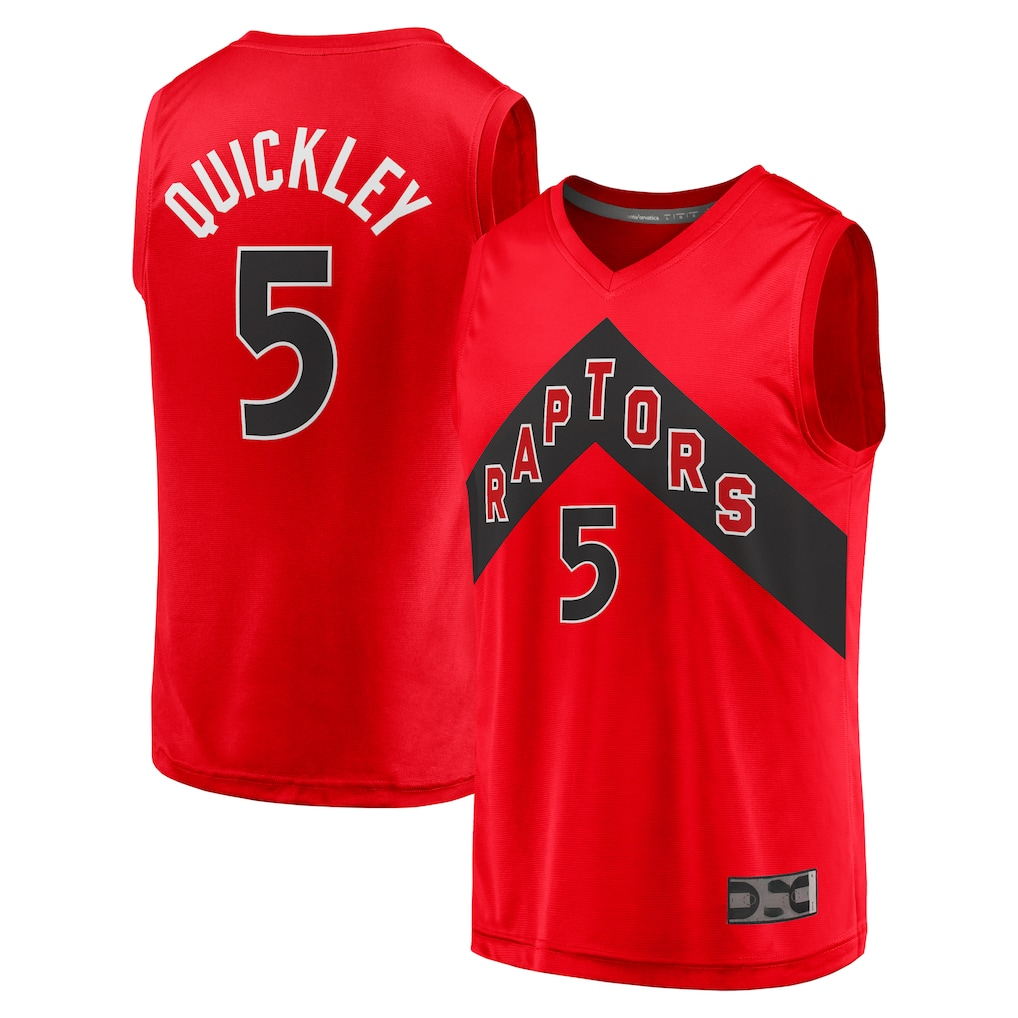 Edoa T.Raptors #5 Immanuel Quickley Red Fast Break Player Jerseys - Icon Edition
