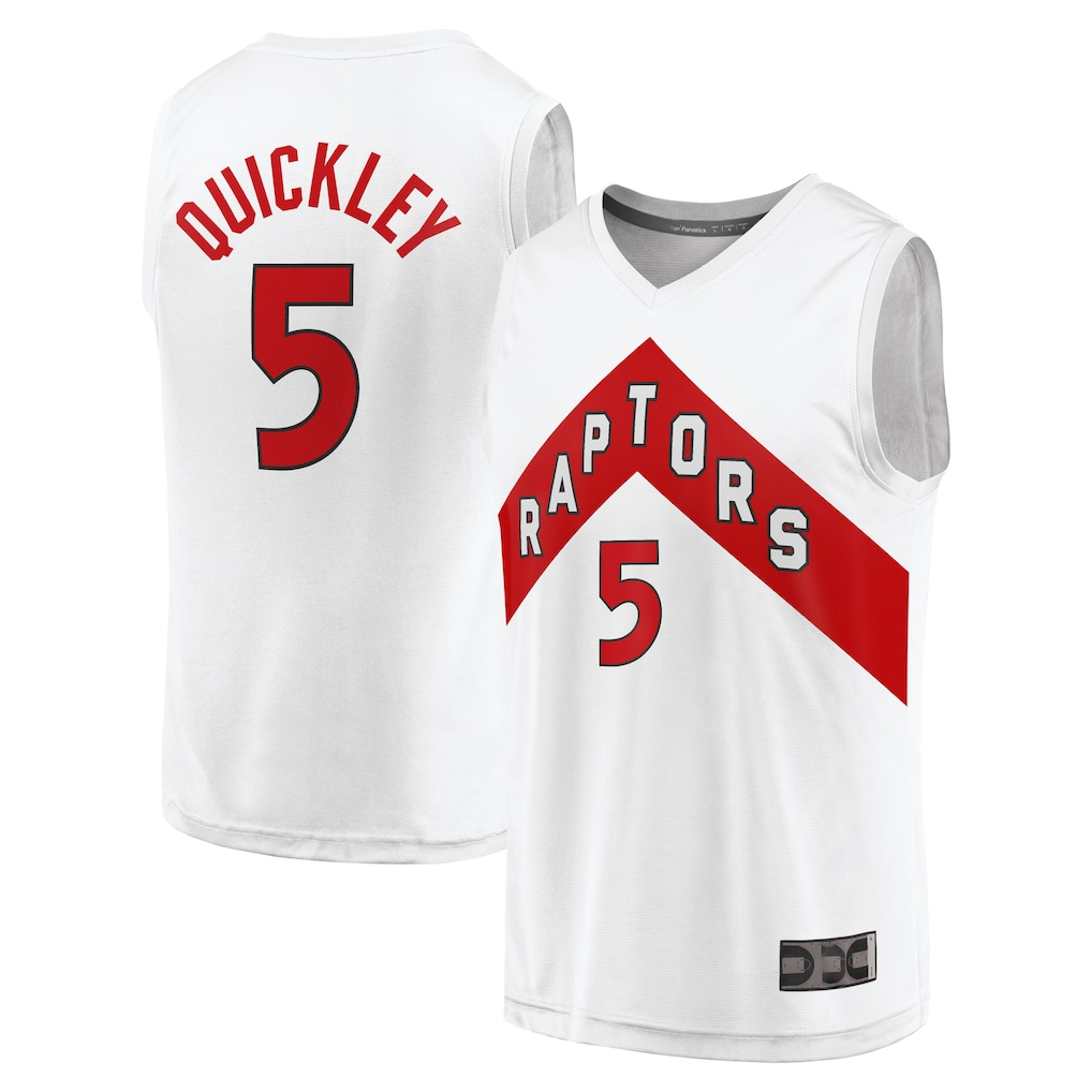 Edoa T.Raptors #5 Immanuel Quickley White Fast Break Player Jerseys - Association Edition