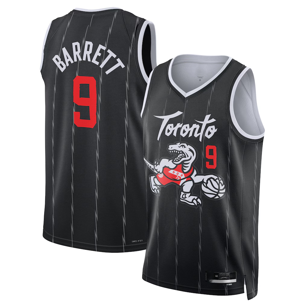 Edoa T.Raptors #9 RJ Barrett Black 2025-26 Swingman Jerseys - City Edition