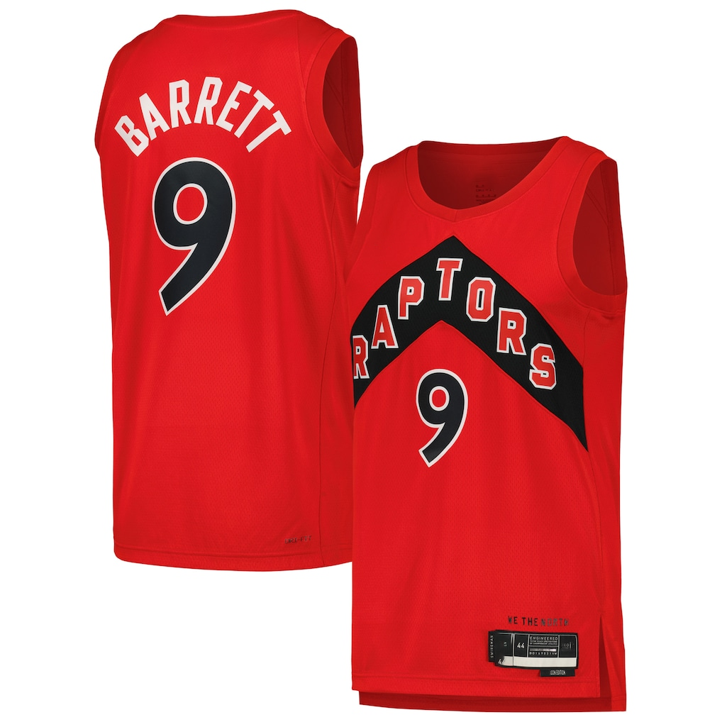 Edoa T.Raptors #9 RJ Barrett Red Swingman Player Jerseys - Icon Edition