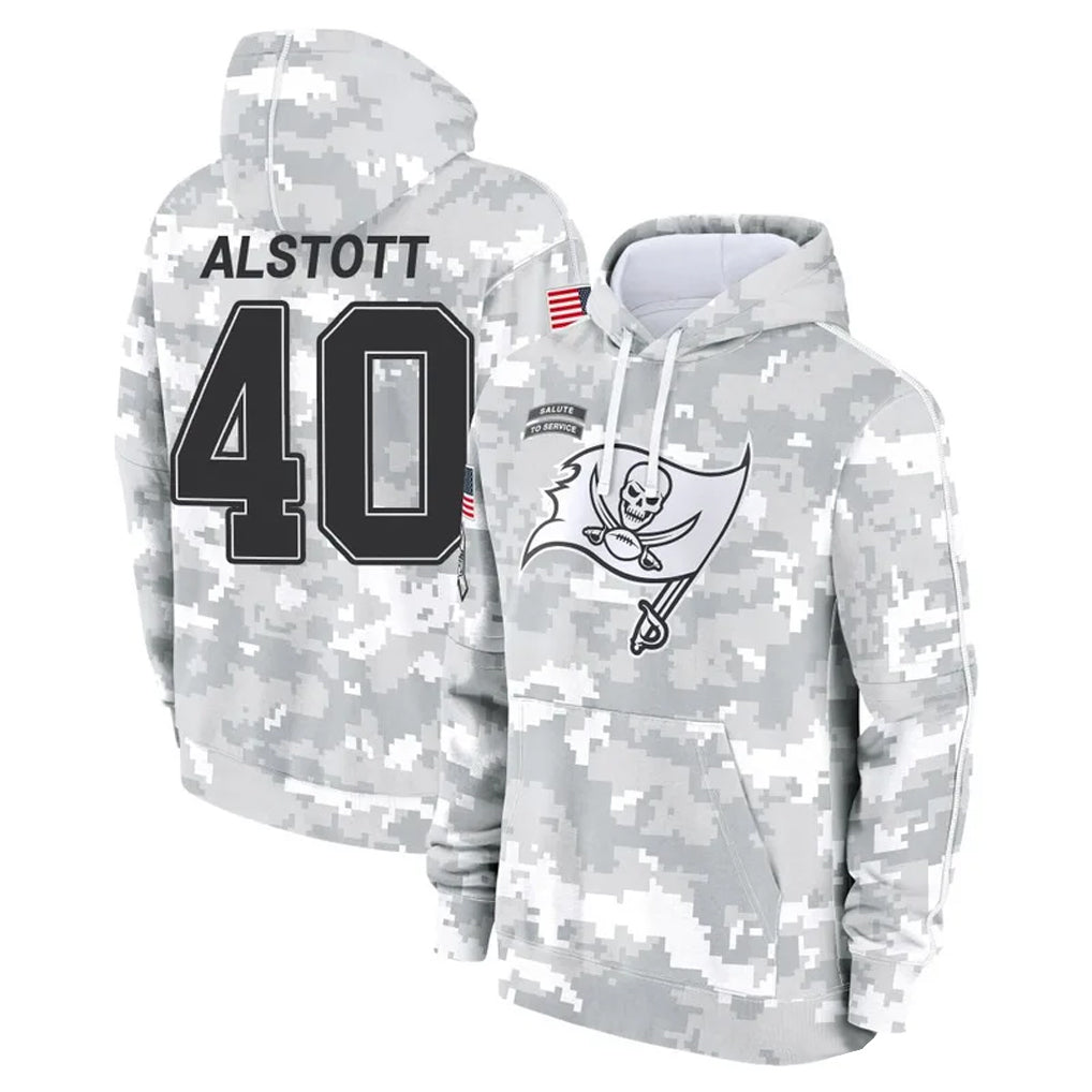 TB.Buccaneers #40 Mike Alstott Player Arctic Camo Salute to Service Hoodies Football Jerseys