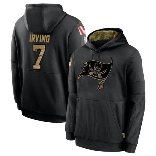 TB.Buccaneers #7 Bucky Irving Player Black Salute to Service Hoodies Football Jerseys