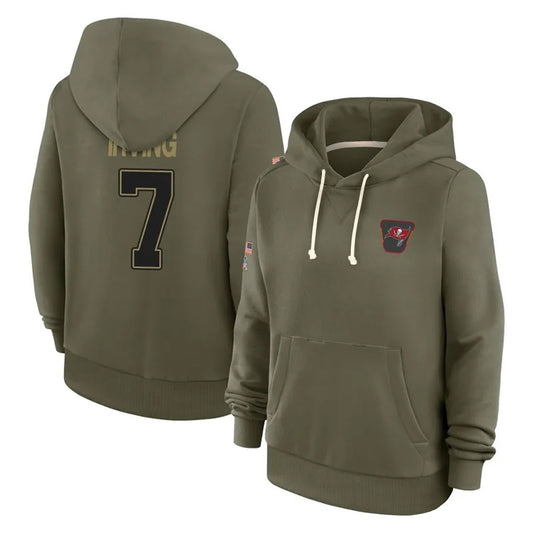 TB.Buccaneers #7 Bucky Irving Player Olive Salute To Service Hoodies Football Jerseys