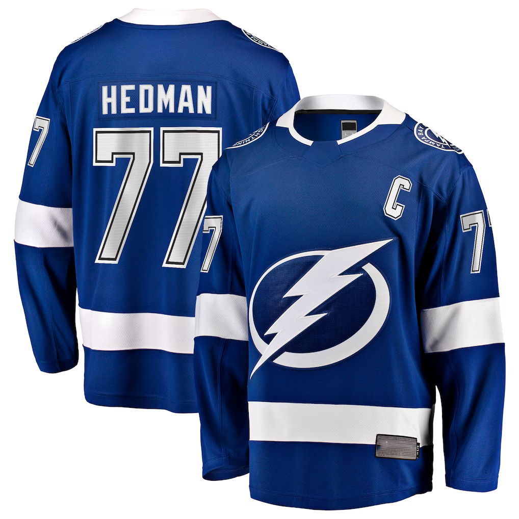Gdoa TB.Lightning #77 Victor Hedman Blue Home Captain Patch Breakaway Jerseys