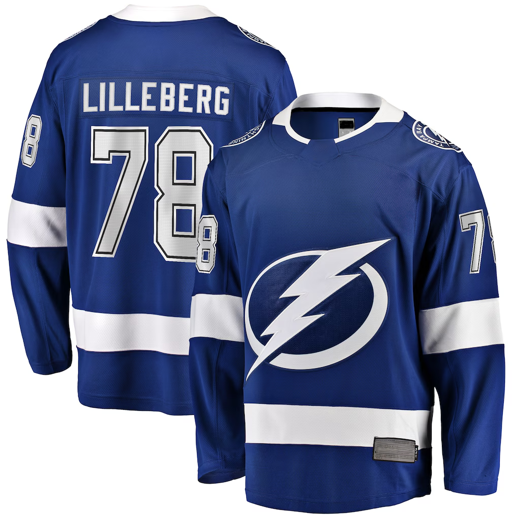 Gdoa TB.Lightning #78 Emil Lilleberg Blue Home Premier Breakaway Player Jerseys
