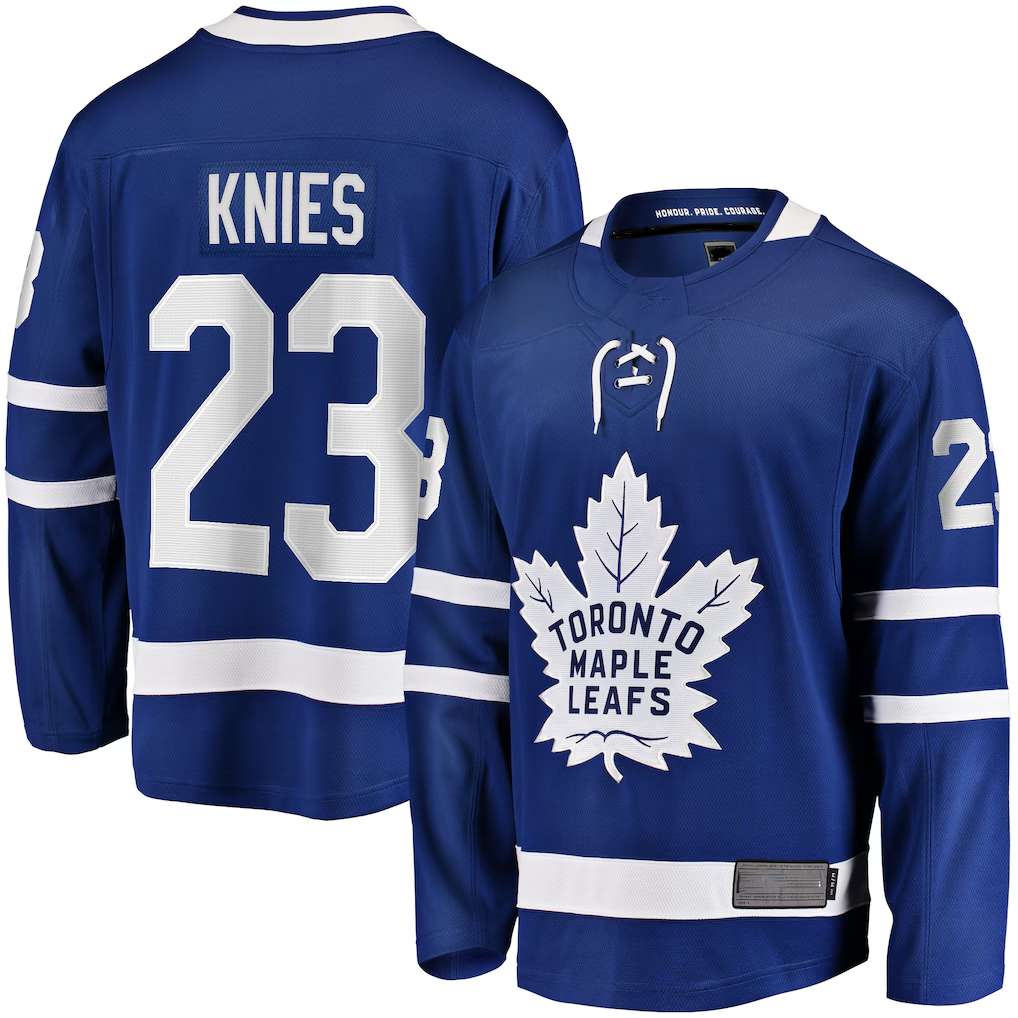 Gdoa T.Maple Leafs #23 Matthew Knies Blue Home Premier Breakaway Player Jerseys