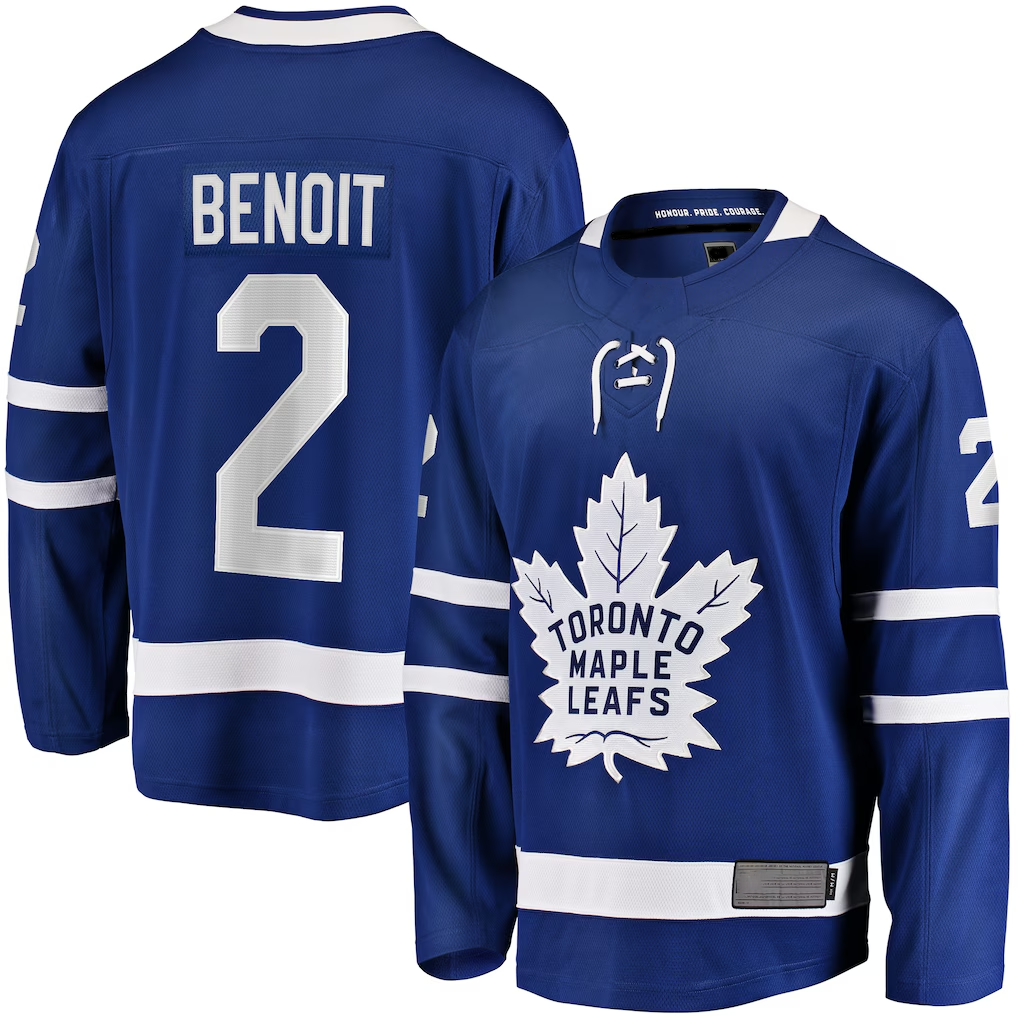 Gdoa T.Maple Leafs #2 Simon Benoit Blue Home Premier Breakaway Player Jerseys
