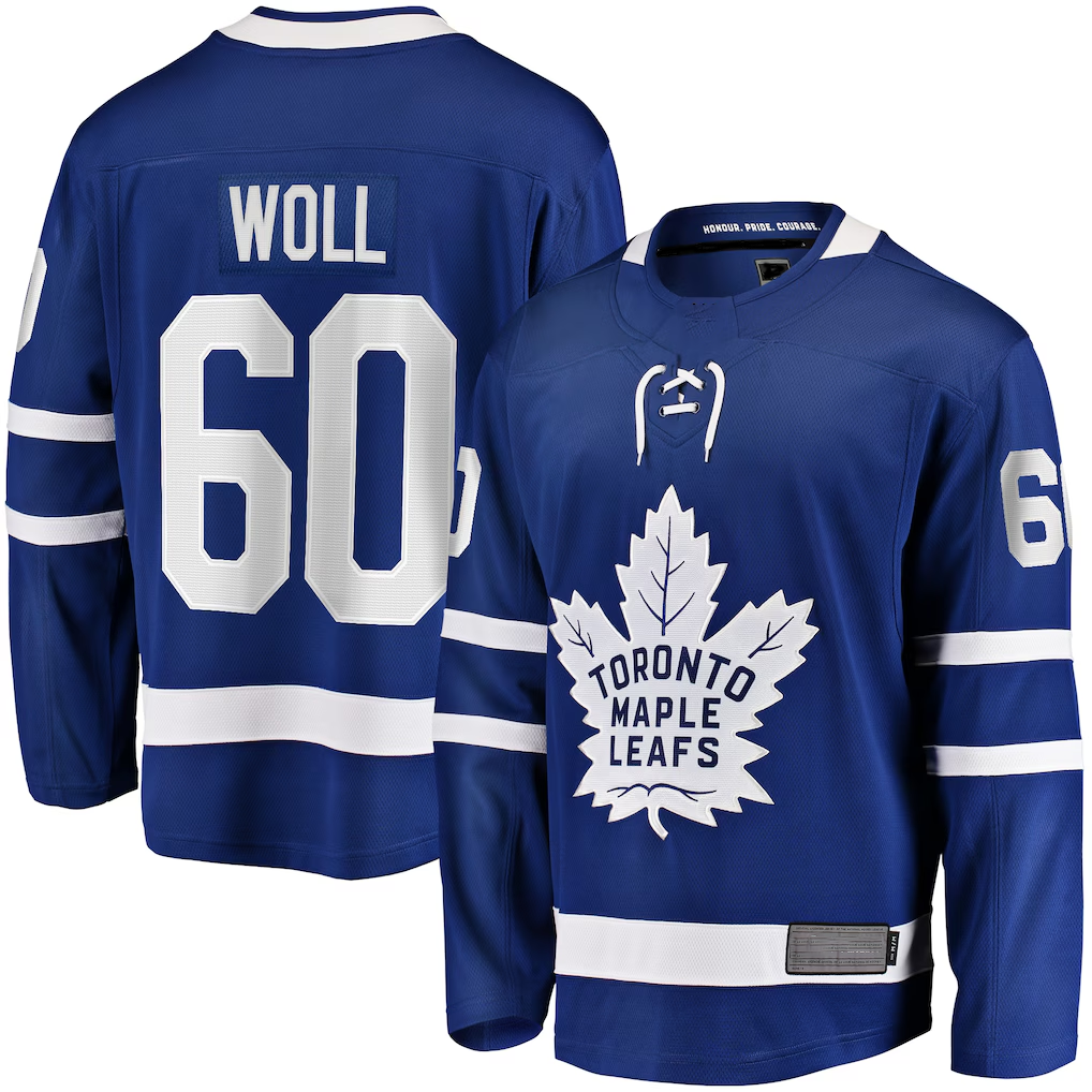 Gdoa T.Maple Leafs #60 Joseph Woll Blue Home Premier Breakaway Player Jerseys