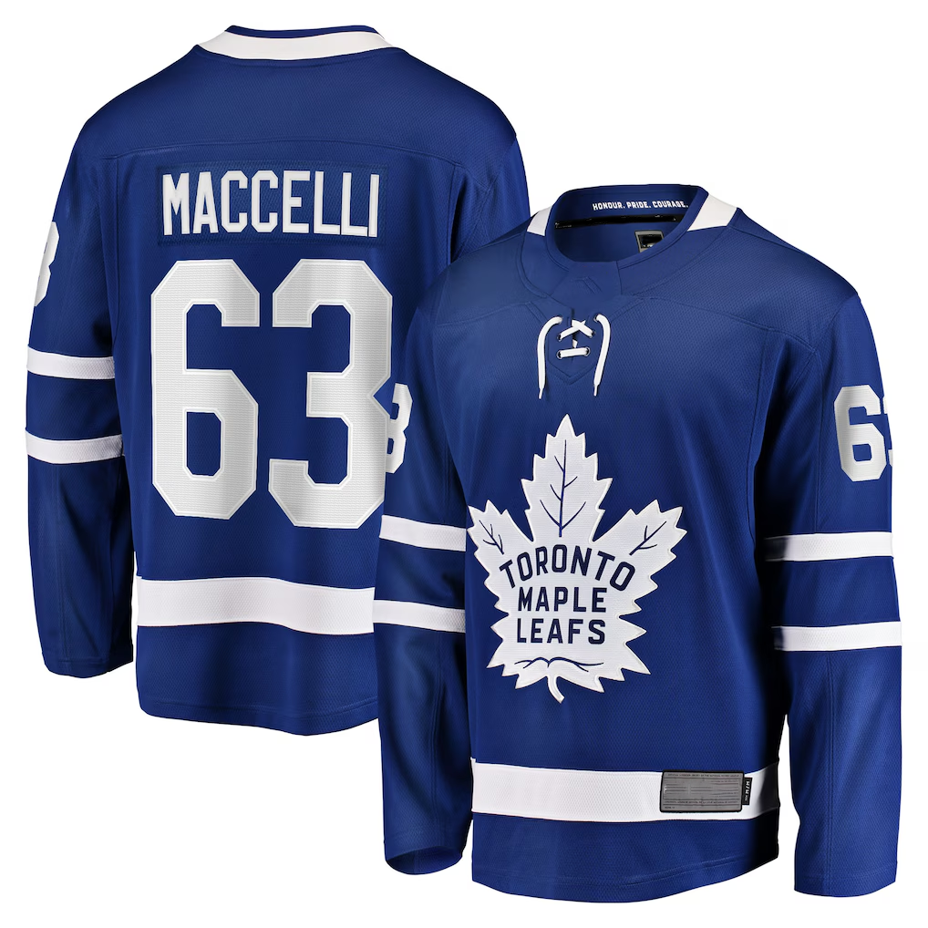 Gdoa T.Maple Leafs #63 Matias Maccelli Blue Home Breakaway Jerseys