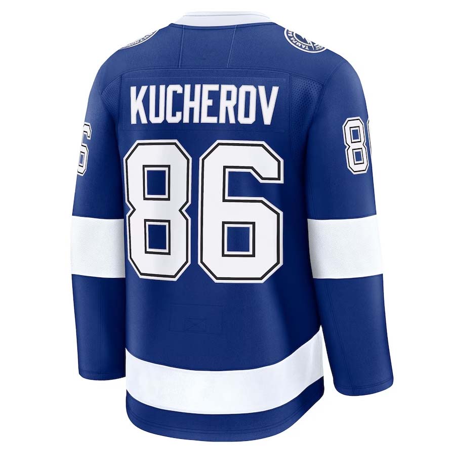TB.Lightning #86 Nikita Kucherov Fanatics Home Premium Jersey - Blue Stitched American Hockey Jerseys