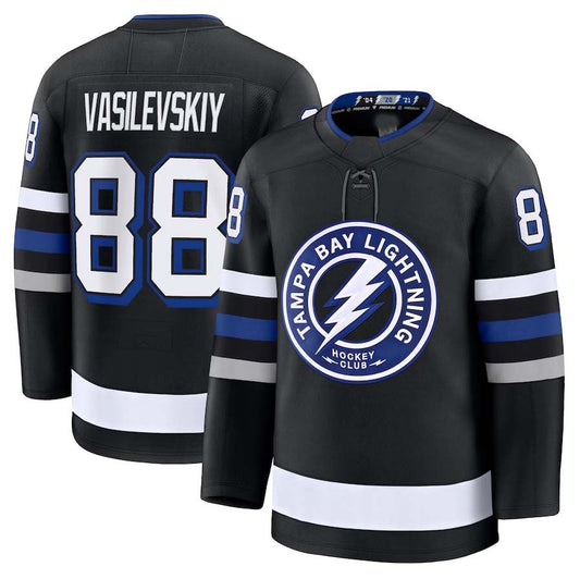 TB.Lightning #88 Andrei Vasilevskiy Fanatics Alternate Premium Jersey - Black Stitched American Hockey Jerseys