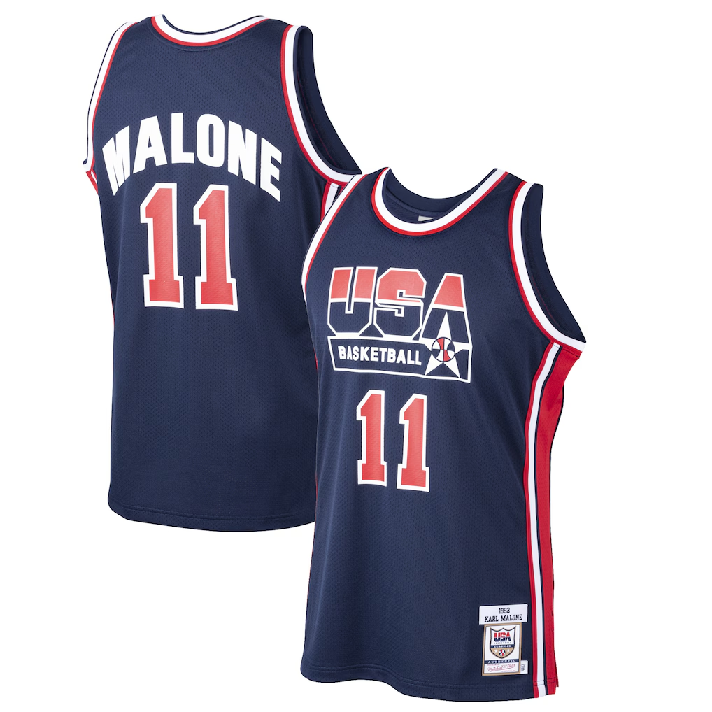 Edoa U.Jazz #11 Karl Malone Mitchell & Ness Navy 1992 Dream Team Authentic Jerseys