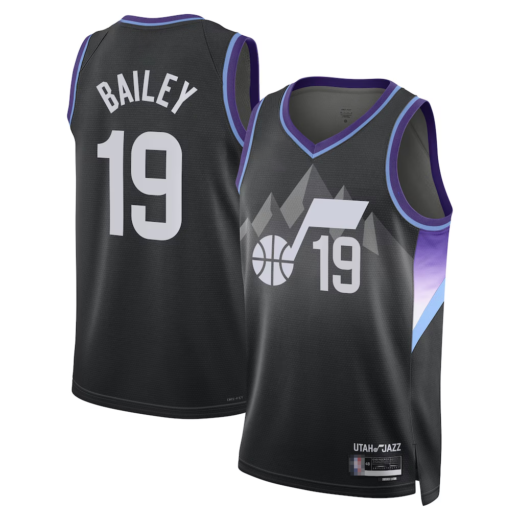 Edoa U.Jazz #19 Ace Bailey Black Swingman Player Jerseys - Statement Edition