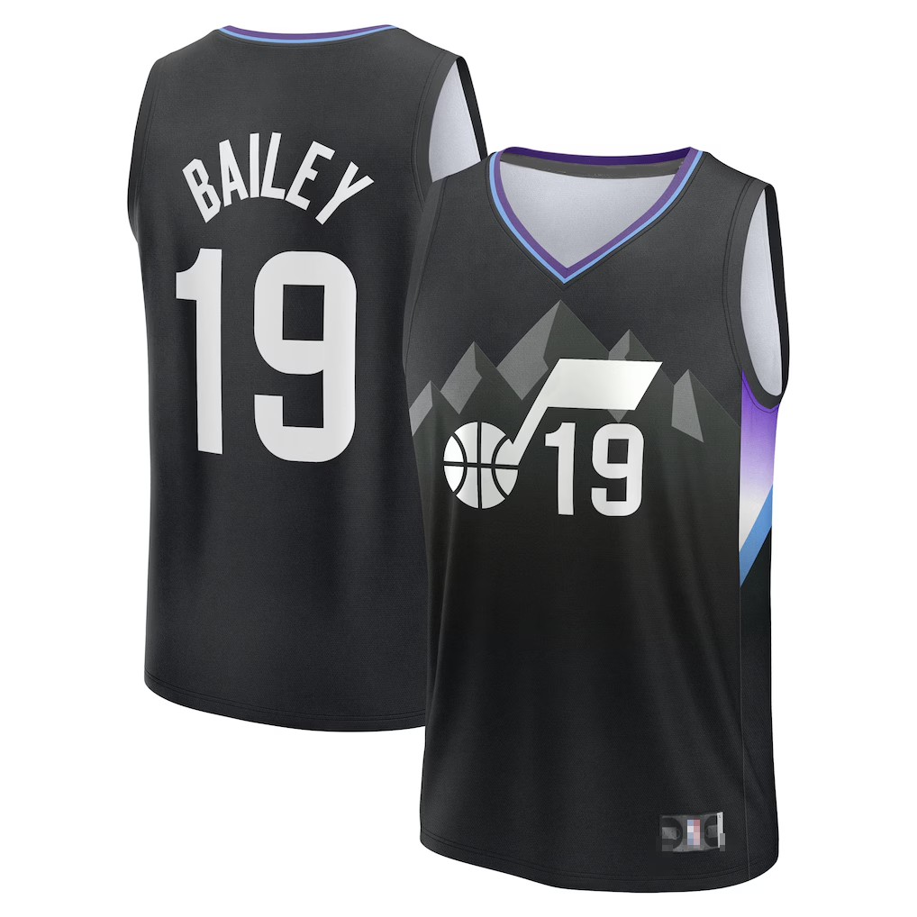 Edoa U.Jazz #19 Ace Bailey Fanatics Black 2025 Draft First Round Pick Fast Break Replica Jerseys - Statement Edition