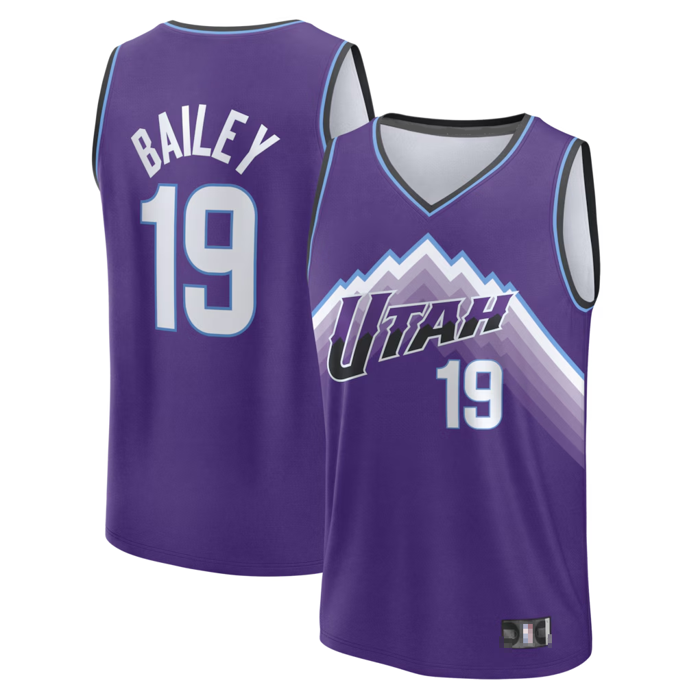 Edoa U.Jazz #19 Ace Bailey Fanatics Purple Fast Break Replica Jerseys - Icon Edition
