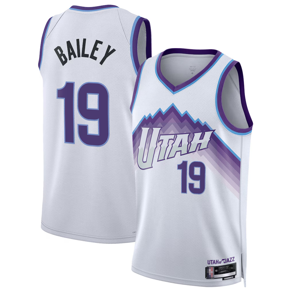 Edoa U.Jazz #19 Ace Bailey White Swingman Jerseys- Association Edition
