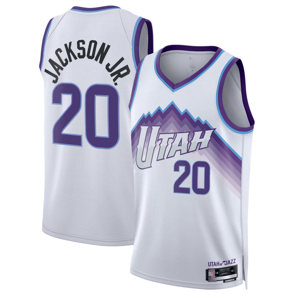 Edoa U.Jazz #20 Jaren Jackson Jr. White Swingman Jerseys - Association Edition