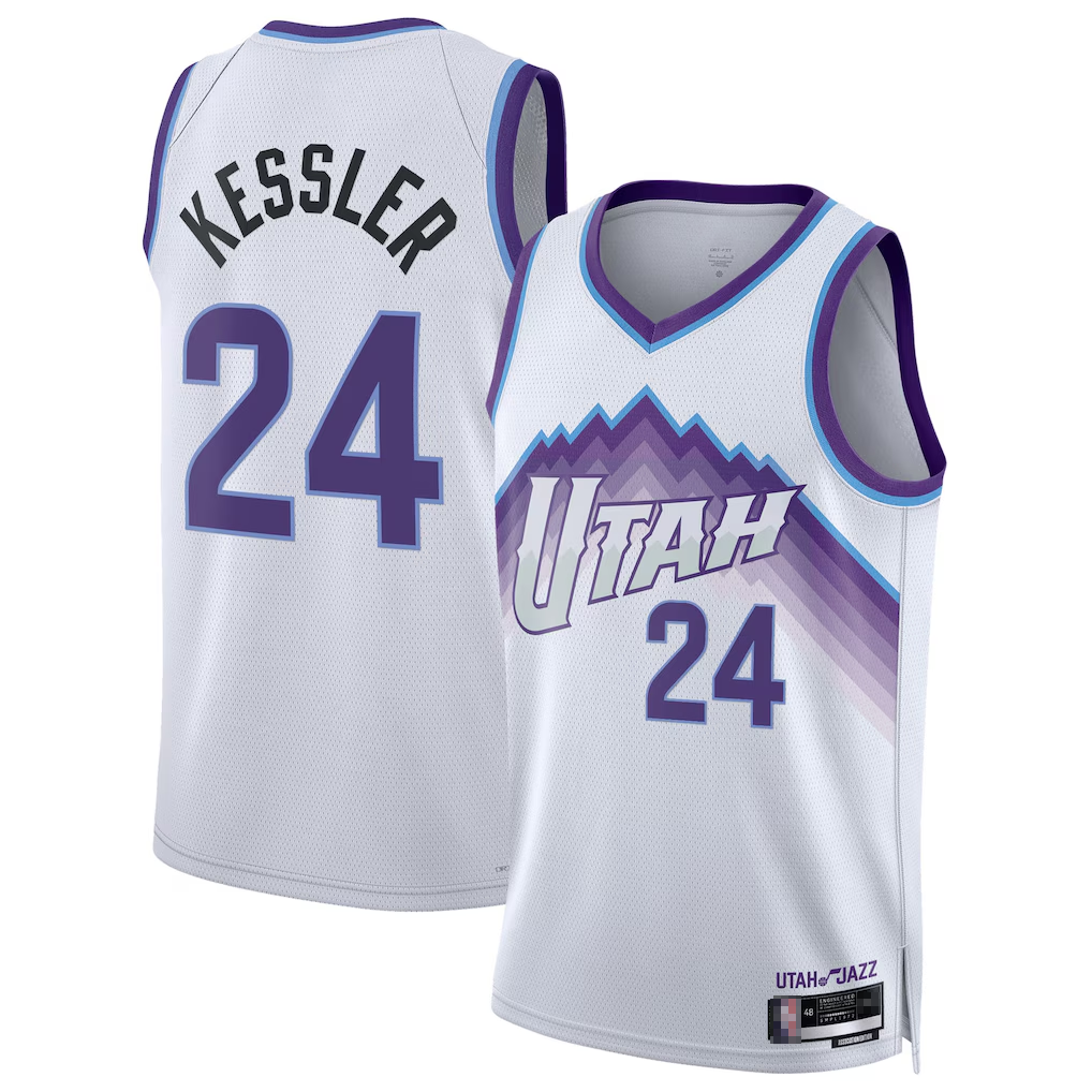 Edoa U.Jazz #24 Walker Kessler White Swingman Jerseys - Association Editio