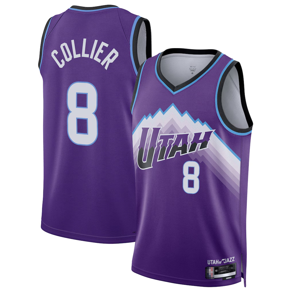 Edoa U.Jazz #8 Isaiah Collier Purple Swingman Jerseys - Icon Edition