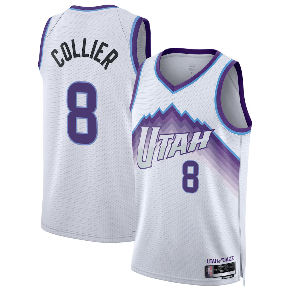Edoa U.Jazz #8 Isaiah Collier White Swingman Jerseys - Association Edition