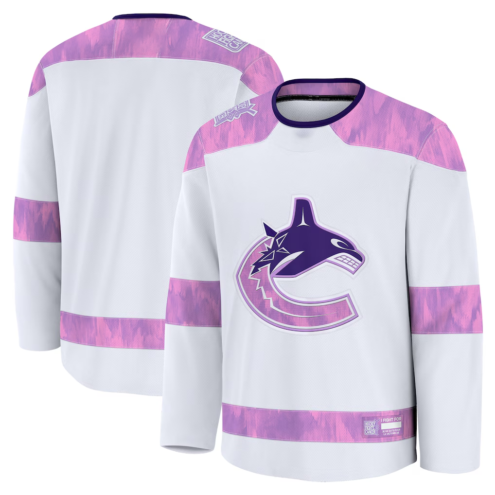 Gdoa V.Canucks White 2024 Hockey Fights Cancer Practice Jerseys