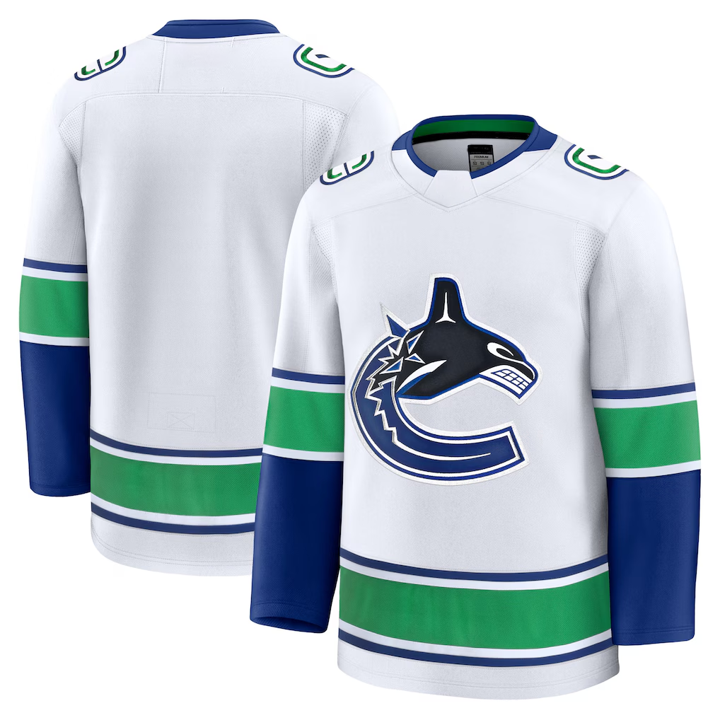 Gdoa V.Canucks White Away Premium Jerseys