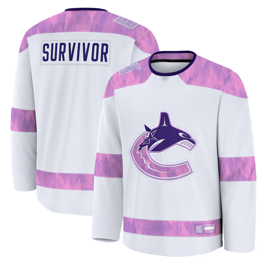 Gdoa V.Canucks White Hockey Fights Cancer Survivor Practice Jerseys