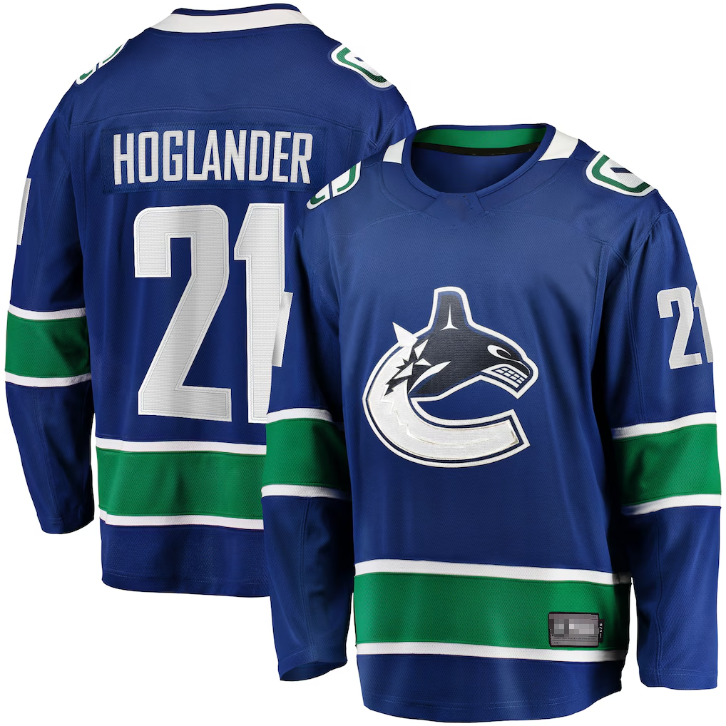 Gdoa V.Canucks #21 Nils Hoglander Blue Home Premier Breakaway Player Jerseys