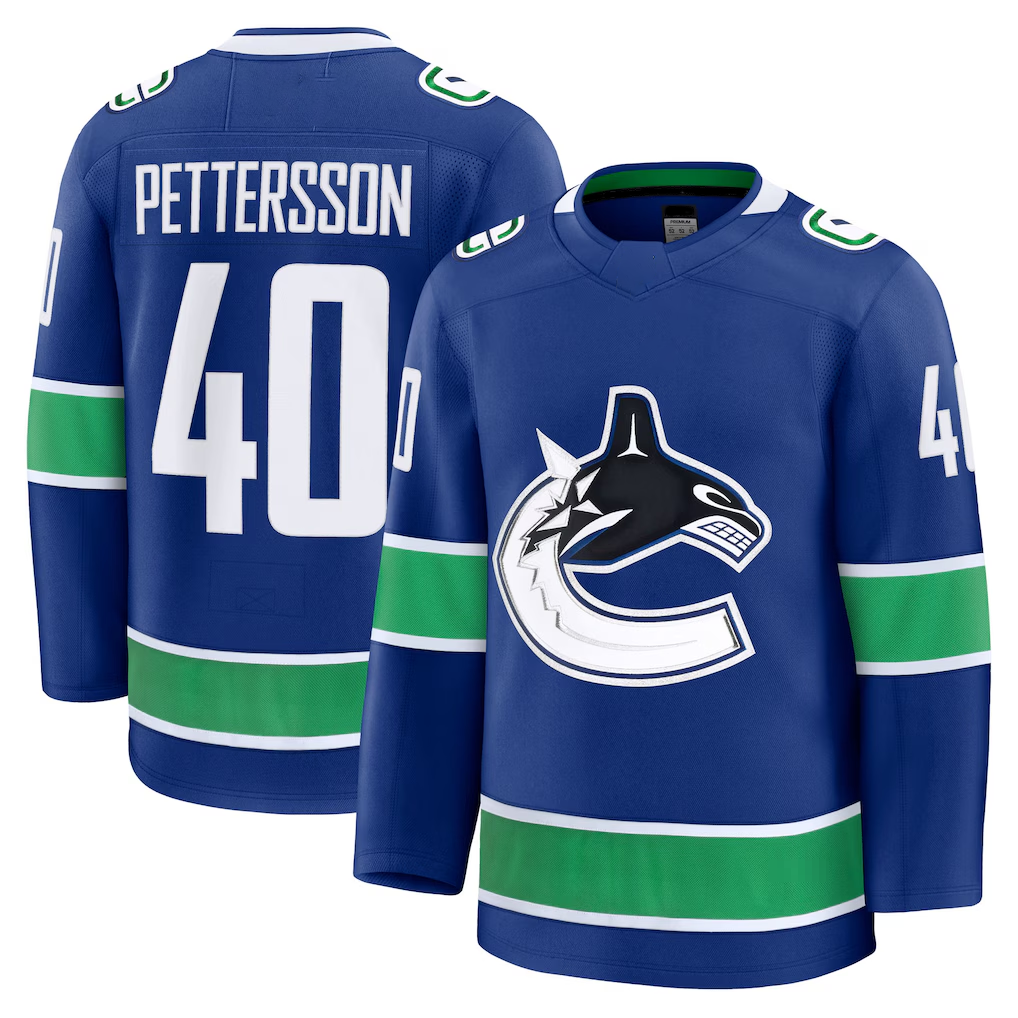 Gdoa V.Canucks #40 Elias Pettersson Blue Home Premium Jerseys
