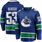 Gdoa V.Canucks #53 Teddy Blueger Blue Home Breakaway Jerseys
