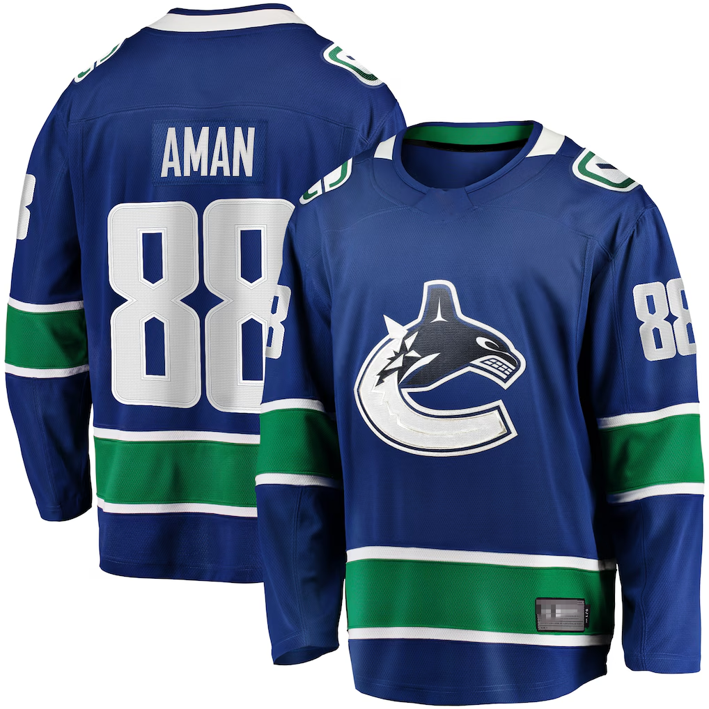 Gdoa V.Canucks #88 Nils Aman Blue Home Premier Breakaway Player Jerseys