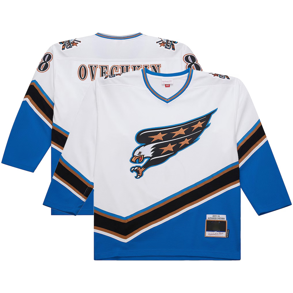 Gdoa W.Capitals Alexander Ovechkin Mitchell & Ness White Big & Tall 2005-06 Power Play Jerseys