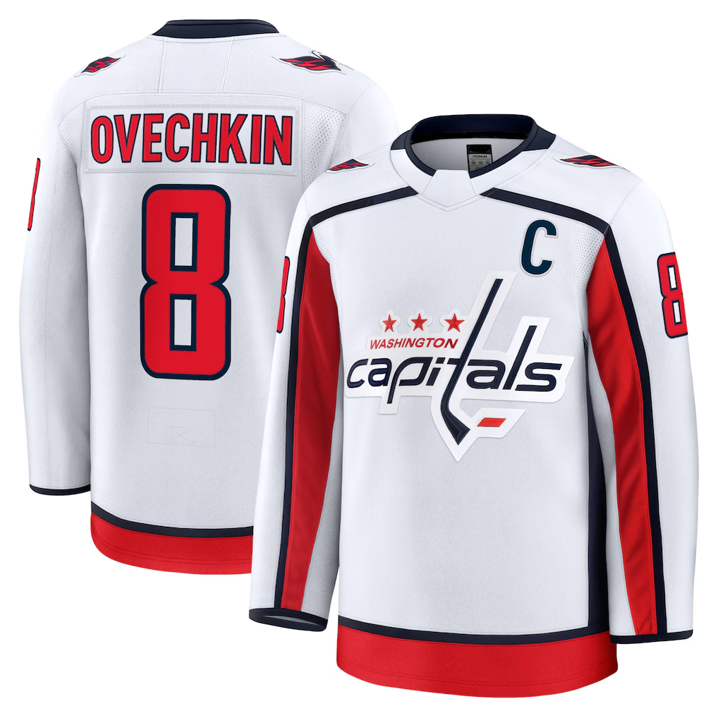 Gdoa W.Capitals #8 Alexander Ovechkin White Away Premium Jerseys
