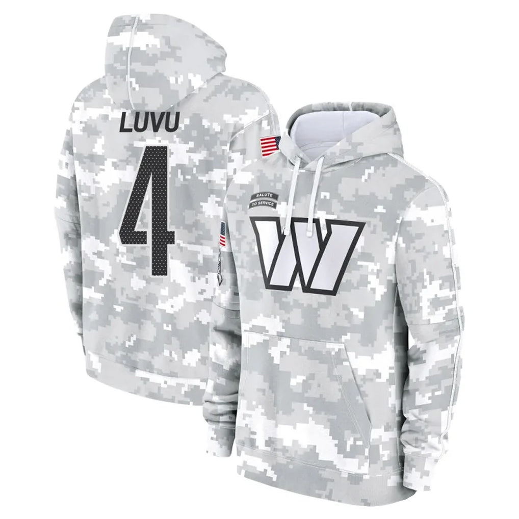 W.Commanders #4 Frankie Luvu Player Arctic Camo Salute to Service Hoodies Football Jersey