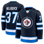 Gdoa W.Jets #37 Connor Hellebuyck Navy Home Premium Jerseys