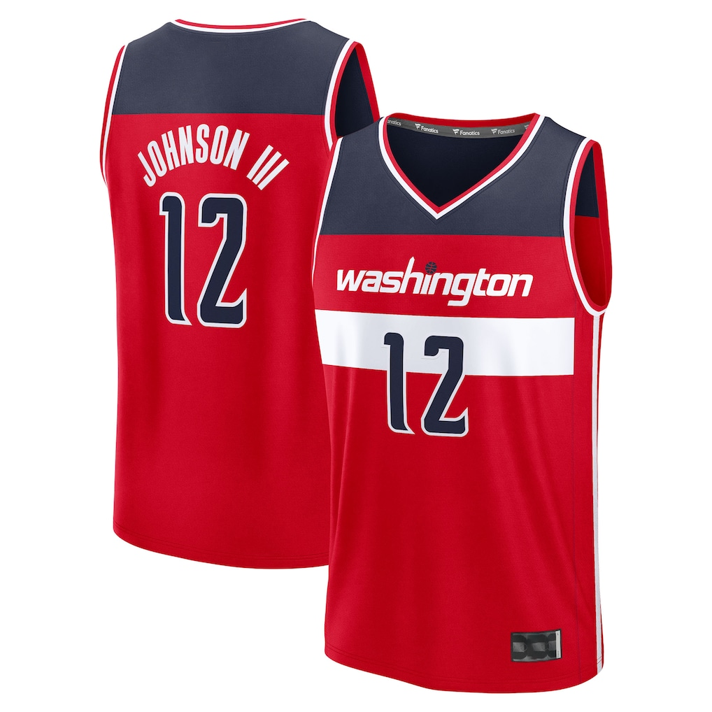 Edoa W.Wizards #12 Tre Johnson III Red 2025  Draft First Round Pick Fast Break Replica Jerseys - Icon Edition