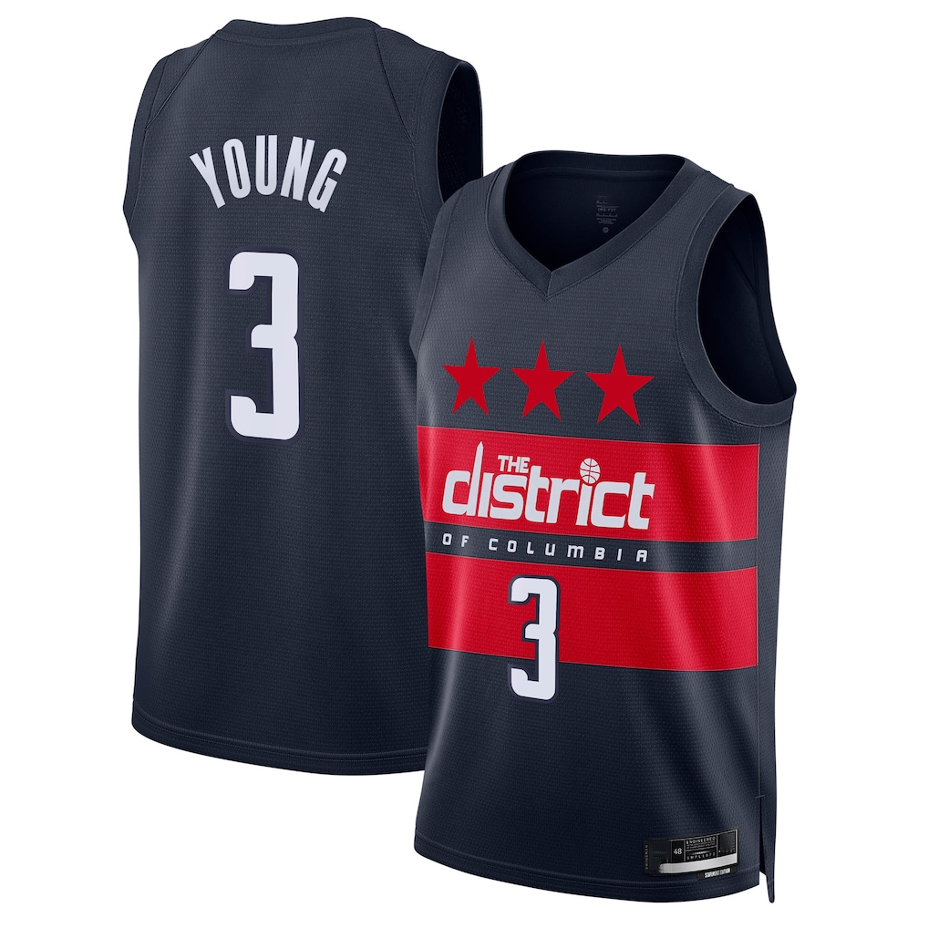Edoa W.Wizards #3 Trae Young Navy Swingman Jerseys - Statement Edition