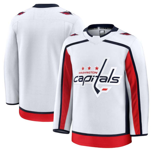 W.Capitals Fanatics Away Premium Jersey - White Stitched American Hockey Jerseys