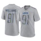 D.Lions #91 Tyleik Williams Player Gray Atmosphere Fashion Home Game Gdoa Stitched Jerseys