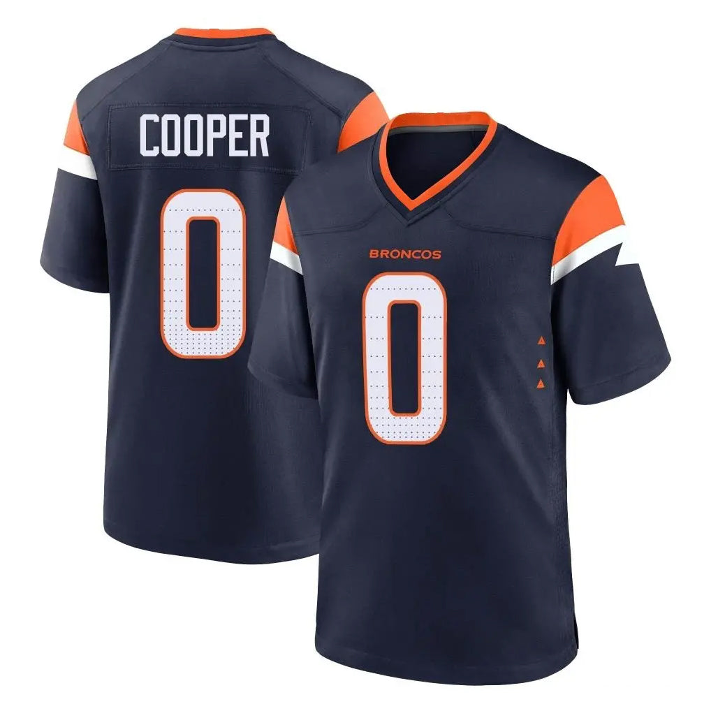 D.Broncos #0 Jonathon Cooper Player Navy Home Game Gdoa Stitched Jerseys