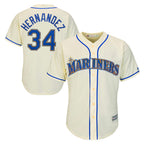 S.Mariners #34 Felix Hernandez Player Cream Majestic Home Cool Base Limited Fdoa Stitched Jerseys