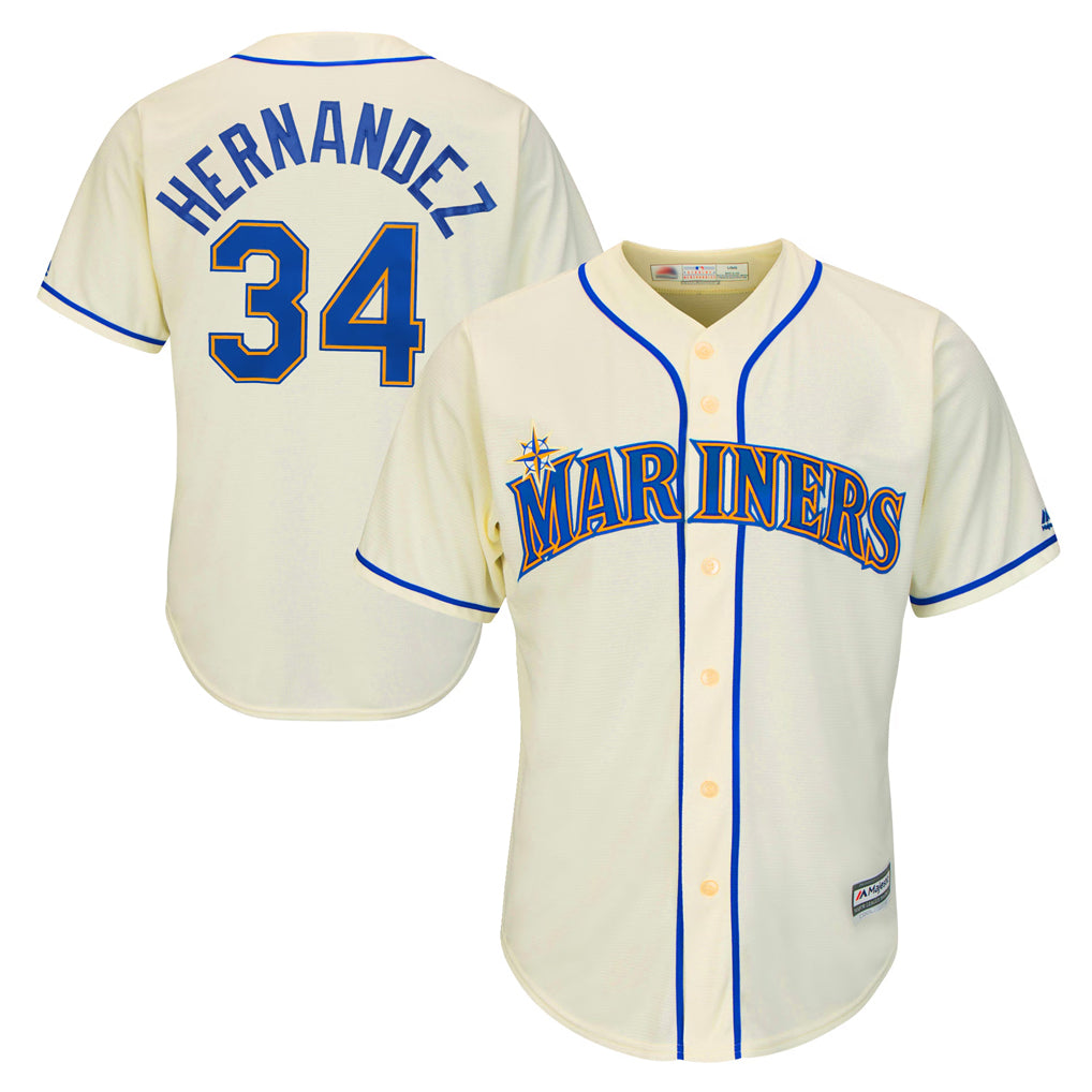 S.Mariners #34 Felix Hernandez Player Cream Majestic Home Cool Base Limited Fdoa Stitched Jerseys