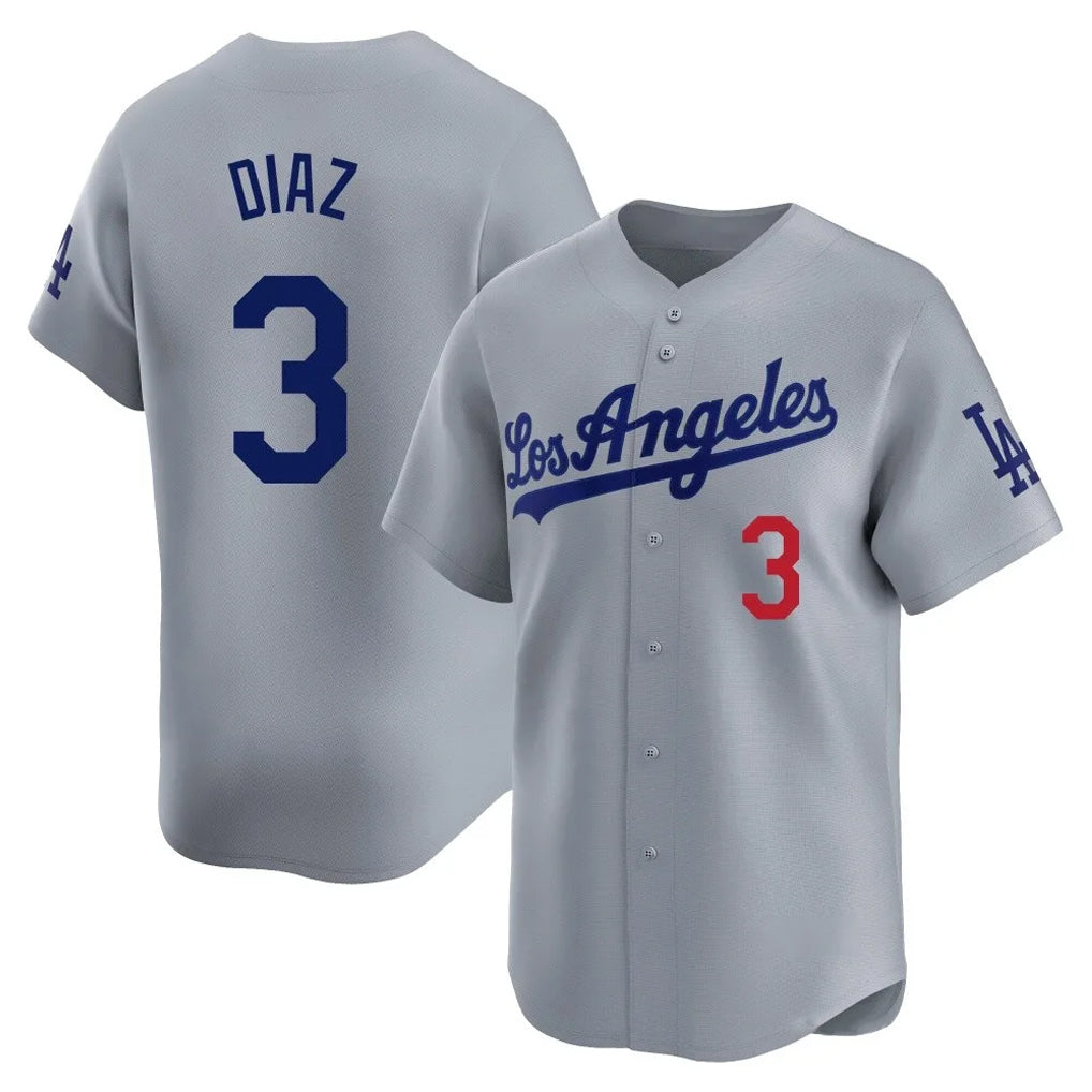 LA.Dodgers #3 Edwin D¨ªaz Player Gray Limited Home Fdoa Stitched Jerseys