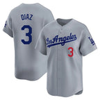 LA.Dodgers #3 Edwin D¨ªaz Player Gray Limited Home Fdoa Stitched Jerseys