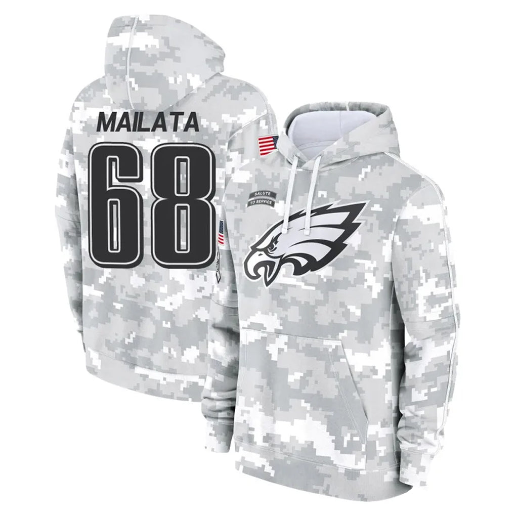 P.Eagles #68 Jordan Mailata Player Arctic Camo Salute to Service Pullover Hoodies Limited Game Gdoa Stitched Jerseys