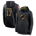 M.Dolphins #17 Trey Moore Player Black Salute to Service Hoodies Limited Game Gdoa Stitched Jerseys